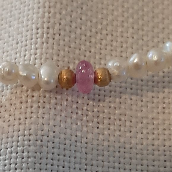 Natural Pearl and Pink Sapphire Necklace - Picture 2 of 3